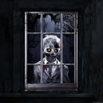 Wadada Scary Halloween Curtain, Halloween Window Silhouette Decorations with Hanging Accessories, Horror Ghost Theme Poster for Door Wall Haunted House, Halloween Party Decorations Indoor Outdoor