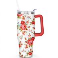thumbnail image 2 of 40 Oz Flowers Tumbler with Handle and Straw,Double Wall Vacuum Reusable Stainless Steel Water Bottle Leak Proof Insulated Travel Mug Iced Coffee Cup, for Iced or Cold Beverages, 2 of 7