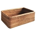 thumbnail image 1 of Cesta de almacenamiento Kearding portátil rectangular hecha a mano de ratán pequeño, 1 of 6
