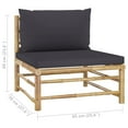 thumbnail image 2 of vidaXL 6 Piece Patio Lounge Set with Dark Gray Cushions Bamboo, 2 of 12
