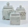 thumbnail image 2 of Floral Grey 10, 9, 8 inch Ceramic Food Storage Canisters Set of 3, (38994), 2 of 4