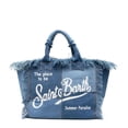 thumbnail image 3 of Bolso de mano de lona vaquera con estampado de letras de moda europea y americana, bolso de hombro con borlas de gran capacidad para mujer, 3 of 5
