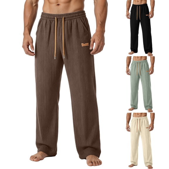 Men's Ice Silk Loose Straight Leg Pants, Trousers, Joggers, Casual, Elastic Waist, Drawstring, Quick Dry, Breathable, Lightweight, for Running, Gym, Hiking, Daily, | AESTIVO,Beige L