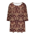thumbnail image 7 of Viluyesy Big Size Round Neck T-Shirt for Womens 3/4 Sleeves Shirt Tops Fashionable Loose Blouse Coffee Size 4XL, 7 of 7