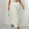 thumbnail image 6 of LLYwey Deals Clearance Sweat Pants for Womens Ladies Front Split Cropped Pants Suit Pants Ladies High Waisted Flared Pants New Full Length Pants Trousers Regular Fitted White XL, 6 of 8