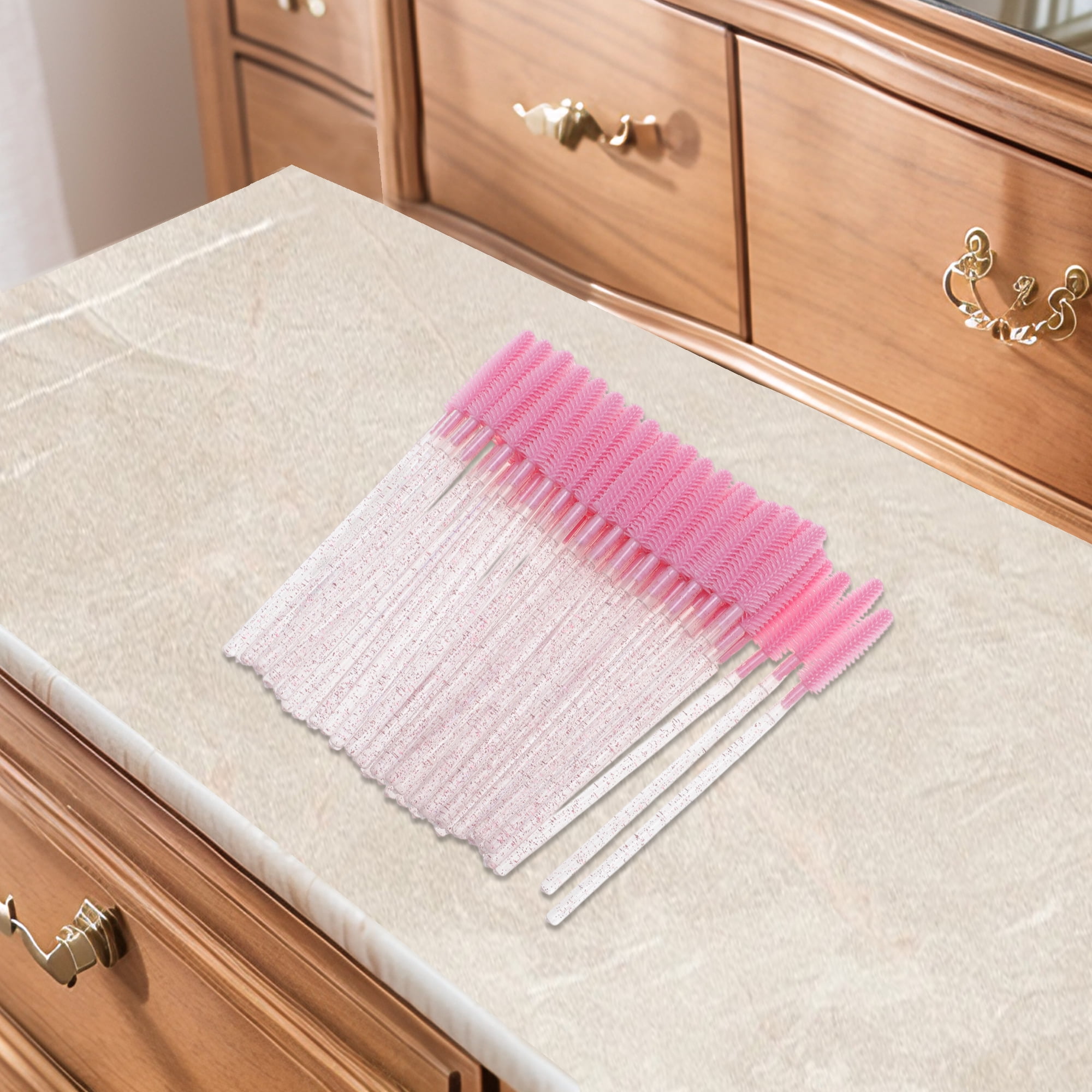 Unique Bargains 50 Pcs Portable Silicone Eyelash Brush for Bathroom Pink