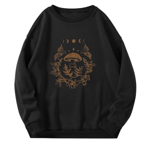 Sudadera Para Mujer Otoño Sudaderas Cuello Redondo Estampado de Plantas Manga Larga Otoño Invierno Versátil Tops Sin Capucha Odeerbi ODB148035