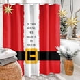 thumbnail image 2 of Christmas Santa Claus Shower Curtain, Merry Christmas Red Shower Curtains for Bathroom, Winter Farmhouse Holiday New Year Bathroom Home Decor, Waterproof Fabric with Hooks 72x72 Inch, 2 of 6