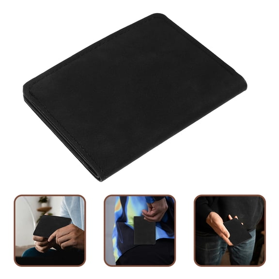 Raindrops Ultra Thin Black Vertical Card Holder Wallet for Men Compact Driver License Organizer