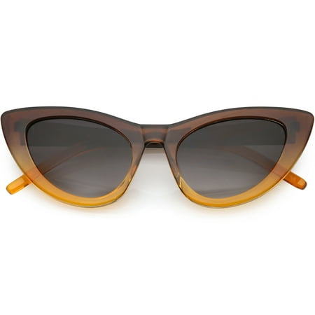 Oversize Translucent Gradient Cat Eye Sunglasses Neutral Colored Lens 49mm (Brown Orange / Lavender)