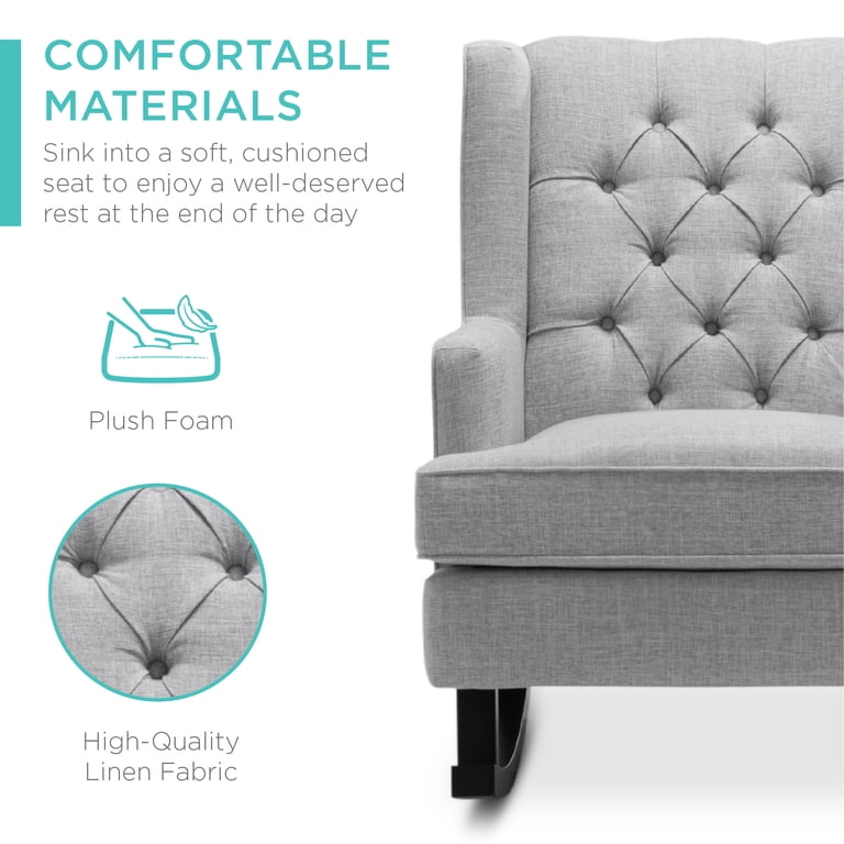 Best Choice Products Wingback Rocking Accent Chair, Gray photo 4