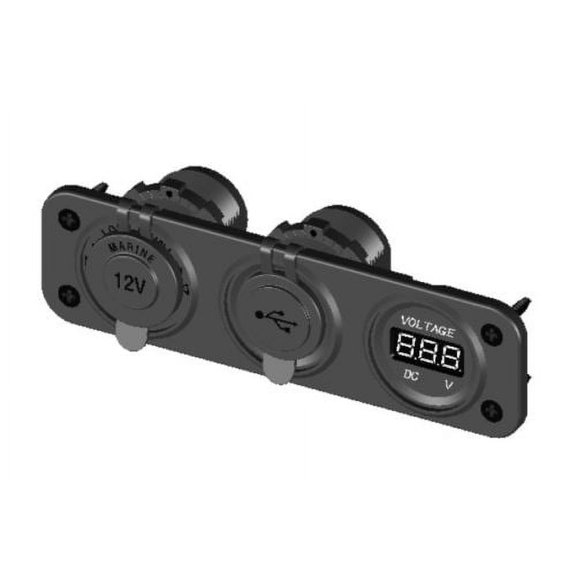 Pactrade Marine 2 Port USB Car Charger with Voltmeter