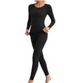 thumbnail image 3 of Womens Soft Stretch Thermal Set,2 Piece Crew Neck Top and Long Pant,Lightweight Basic Warm Winter Pajamas, 3 of 6