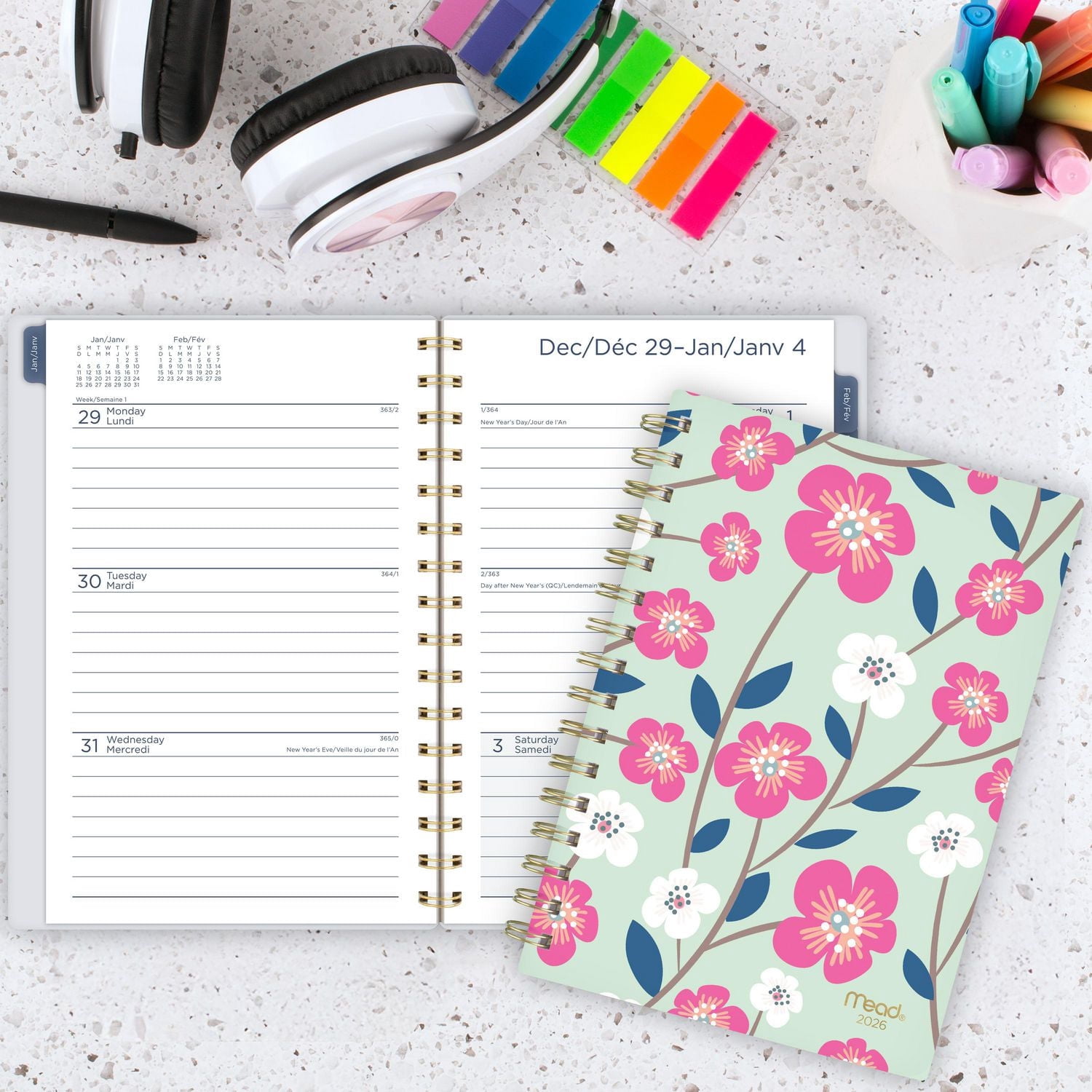 2026 Mead® Spring Floral Small Weekly Planner