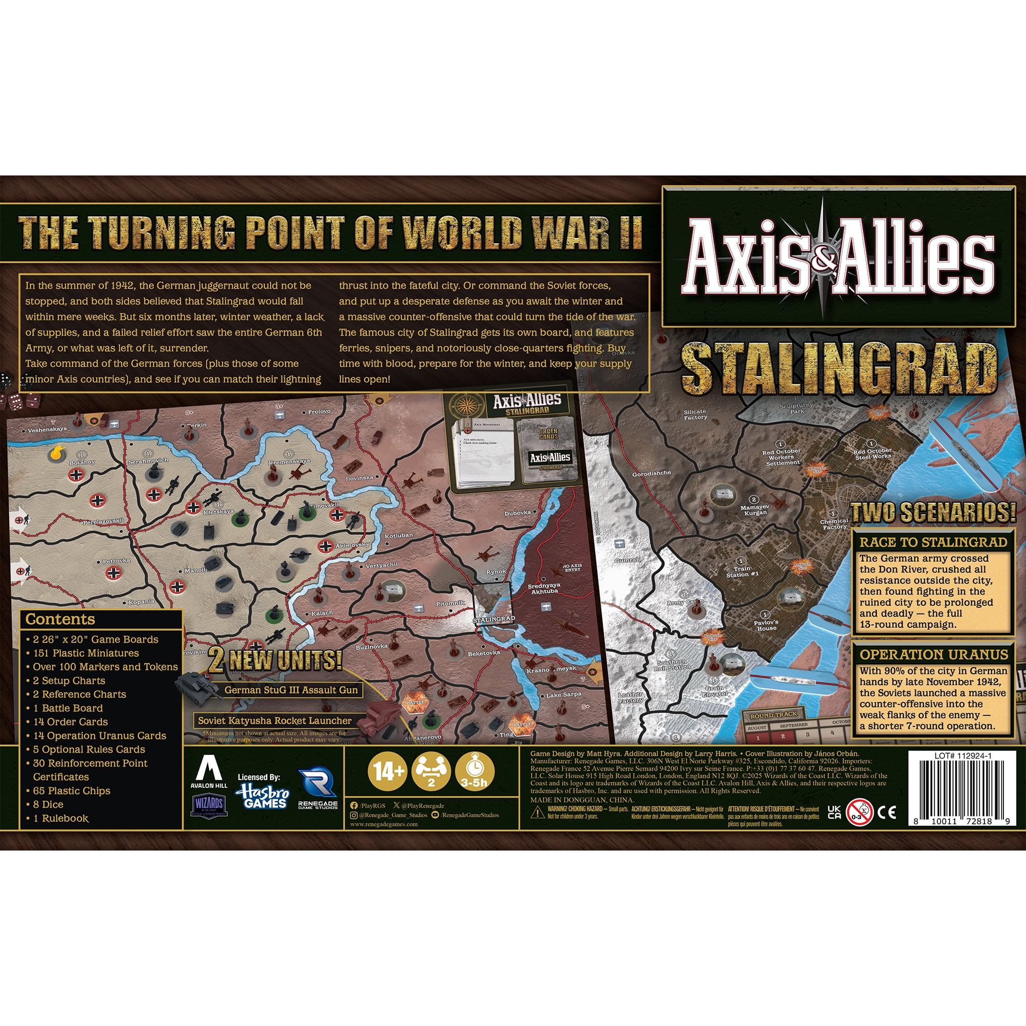 Renegade Games: Axis & Allies - Stalingrad - WWII Strategy Board Game, Command German Or Soviet Forces, Miniatures War Game, Ages 14+, 2 Players, 4hrs
