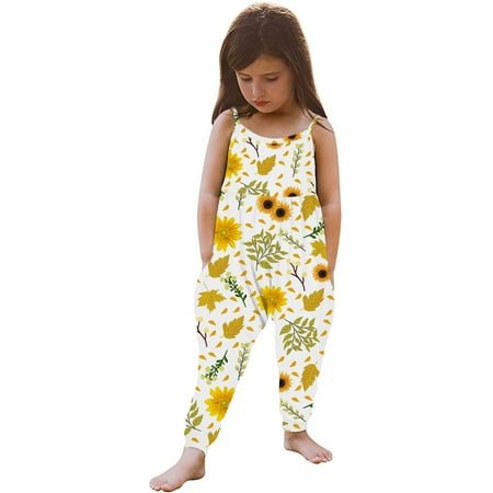 

RPVATI Baby Girls Summer Romper Strap Infant Toddler Outfits Sleeveless Floral Printed Bodysuit 1Y-6Y