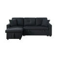 thumbnail image 3 of Benjara Ady 81 Inch Linen Sleeper Sectional Sofa, Reversible Storage Chaise, Black-Color:Black,Material:Linen, 3 of 5