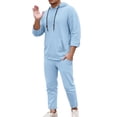 thumbnail image 4 of DHFJKG Mens 2 Piece Sweatsuit Hoodie Lightweight Long Sleeve Solid Color Pullover Loose Fit Pants Casual Wear Classic Outfit, 4 of 9