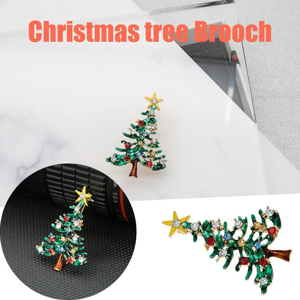 Broches para mujer, moda informal, suéter navideño, joyería, regalo para niño y niña, broche de árbol de Navidad, broche de moda