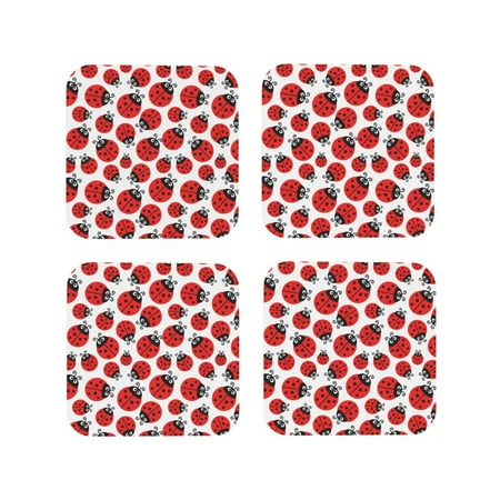 

Tideii Cartoon Ladybug for Leather Coasters 4 Pieces Anti-fouling and Anti-scalding Decorative Coasters Suitable for Restaurants Kitchens Coffee Shops-Square