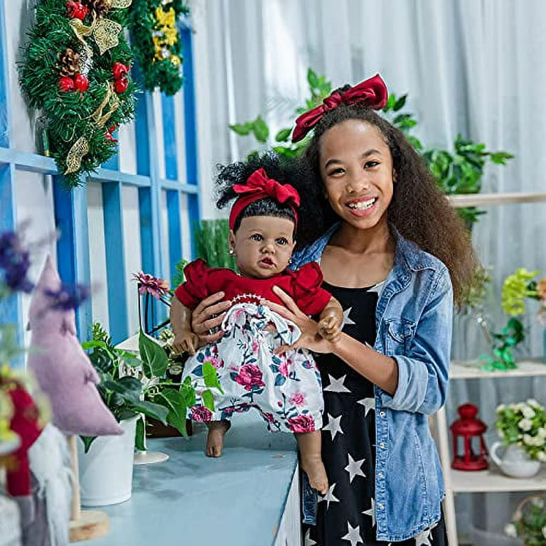 HOOMAI hoomai lifelike reborn baby dolls with soft body african american  realistic girl doll 22.8 inch best birthday gift set