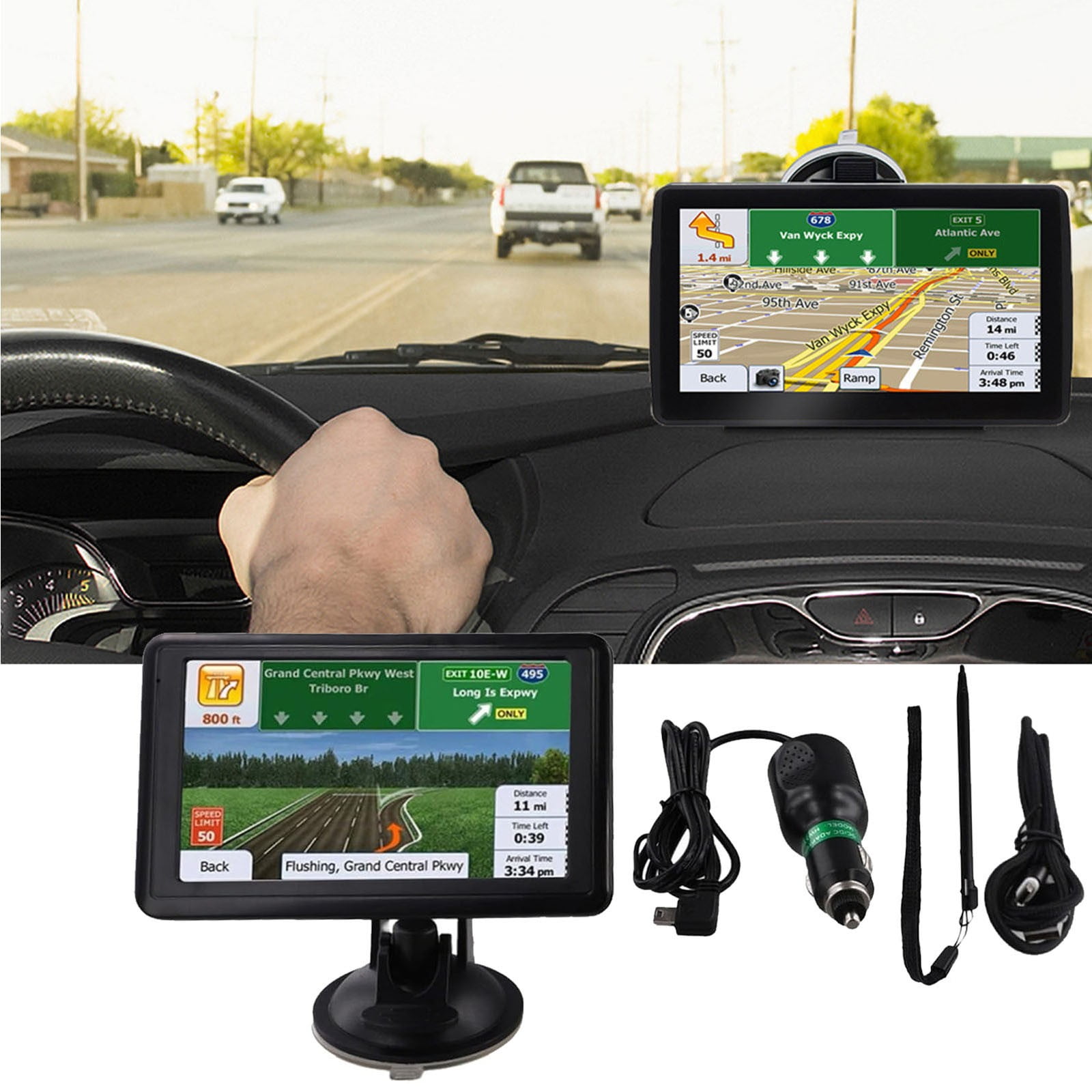 Oefntac GPS Navigation Car GPS Navigation System 5 Inch Sat Nav for Car Truck 8GB 128MB Touchscreen FM Transmitter HD GPS Navigator with USA Map 32GB Support