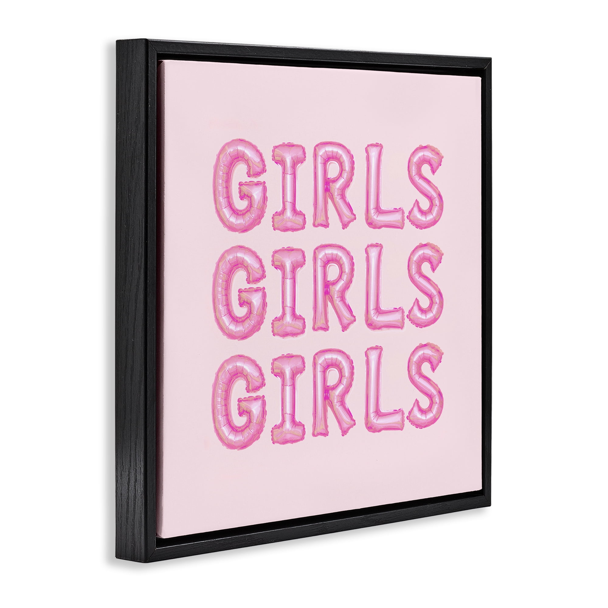 Stupell Industries Girls Letters Party Balloons Black Framed Floater Canvas Wall Art, design by LISH Creative