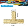 thumbnail image 2 of Uxcell Conector en T de 1/2" Barb, Unión de 3 Vías de Latón para Mangueras, Conexiones para Agua, Combustible, Aire, Aceite y Gas, 2 of 7