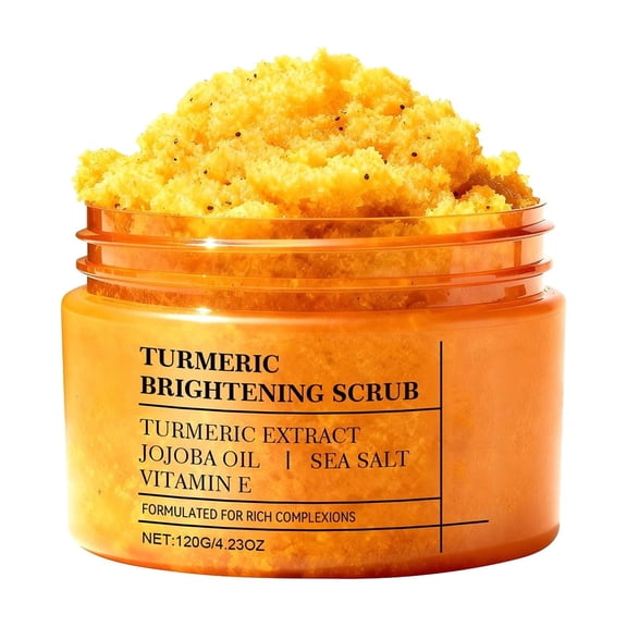 Turmeric Brightening Body Scrub with Jojoba Oil & Sea Salt, Exfoliating Scrub for Dark Spots & Rich Complexions, 4.23 oz