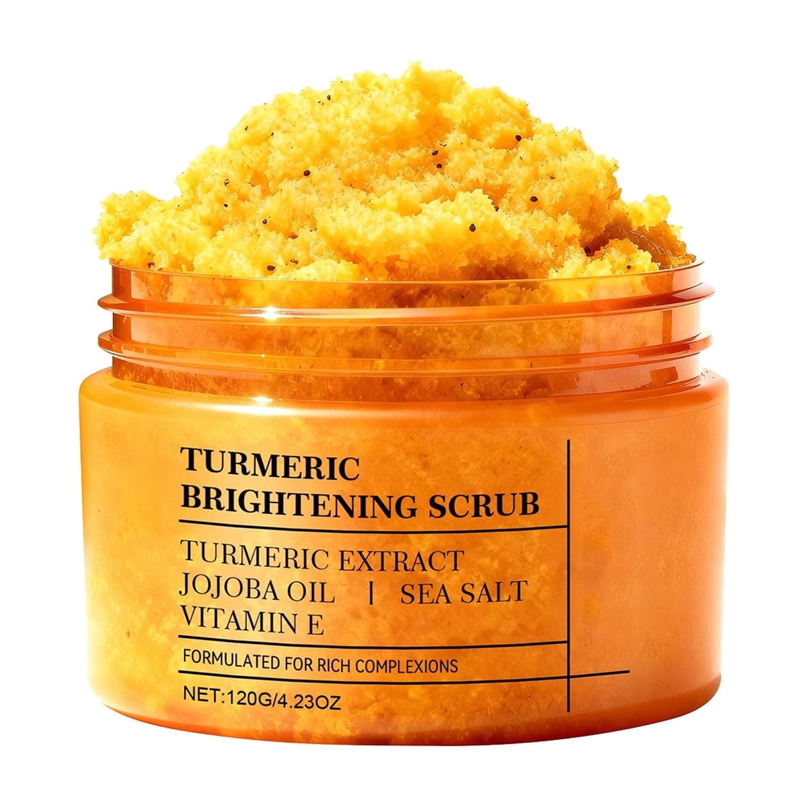 Turmeric Brightening Body Scrub with Jojoba Oil & Sea Salt, Exfoliating Scrub for Dark Spots & Rich Complexions, 4.23 oz