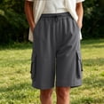 thumbnail image 6 of VBVC Women's Adjustable Elastic Waist Cargo Shorts , Summer Hiking Athletic Shorts For Women , Ladies' Knee Length Bermuda Shorts with Multi Pockets,Gray,S-3XL, 6 of 7