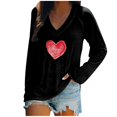 thumbnail image 1 of Blusa con cuello en V de manga larga con estampado de día de San Valentín suelto informal a la moda para mujer Fridja  FKASFK3954, 1 of 4