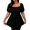 Black, variant on Women's Plus Size Summer Tops Square Neck Puff Sleeve Smocked Peplum Blouse Casual Flowy Ruffle Sleeve Loose Blouses, Black 3XL