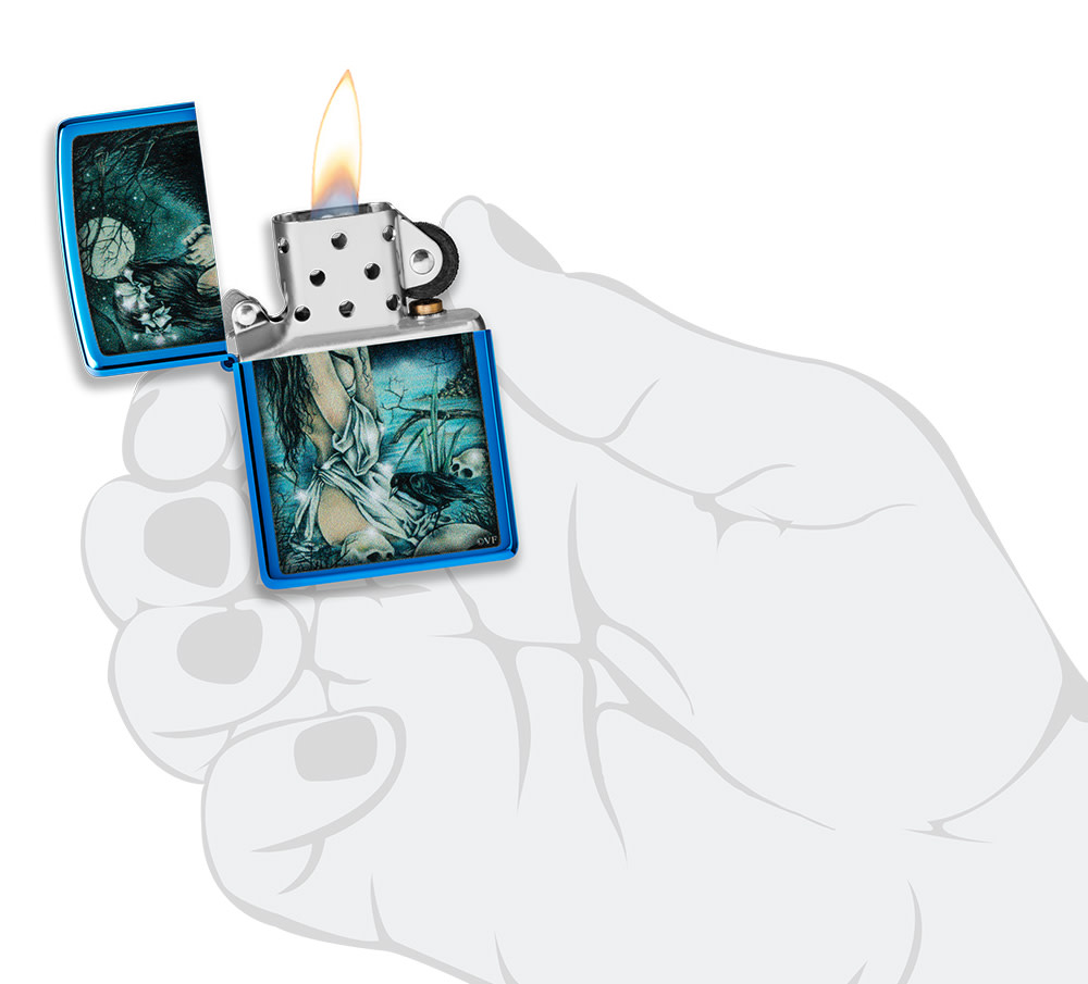 Zippo Victoria Frances High Polish Blue Pocket Lighter