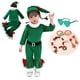 thumbnail image 2 of Conjunto de pantalones navideños verdes para niñas, 3 piezas, sombrero, camiseta y pantalones, disfraz de elfo, fiesta familiar de Año Nuevo, juego de rol, actuación, 2 of 5