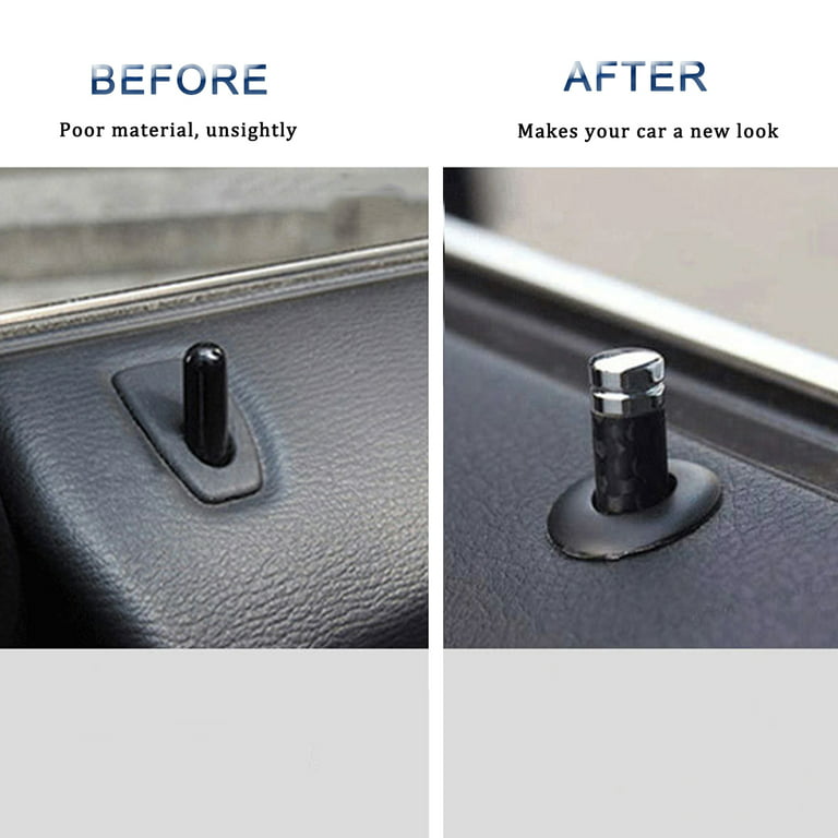 4*Universal Car Door Lock Knob Pins Carbon fiber Auto Interior