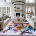 thumbnail image 3 of Pink Purple Hummingbird Area Rugs 5'x7', Washable Small Throw Rugs for Laundry Room Playroom, Spring Oil Painting Sunflowers Indoor Outdoor Rug Non-Slip Low Pile Carpet Runner Reversible Floor Mats, 3 of 8