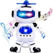 JINGPENG Musical Walking Dancing Robot Toy for Kids, Music Sounds Lights, 360° Body Spinning, Robot Toy Gift for Boys and Girls