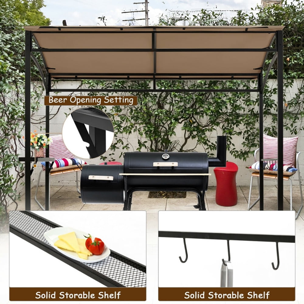 Aimee Lii 7 x 4.5 Feet Grill Gazebo Outdoor Patio Garden BBQ Canopy Shelter, Backyard Canopy Gazebo, Brown Aimee Lii 7 x 4.5 Feet Grill Gazebo Outdoor Patio Garden BBQ Canopy Shelter, Backyard Canopy Gazebo, Brown