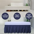 thumbnail image 3 of RUseeN Wrap Around Ruffled Bed Skirt with Adjustable Elastic Belt - 15 Inch Drop Easy to Put On, Wrinkle Free Bedskirt Dust Ruffles, Frame Cover for Queen, King and C-King Size Beds, Navy Blue, 3 of 7