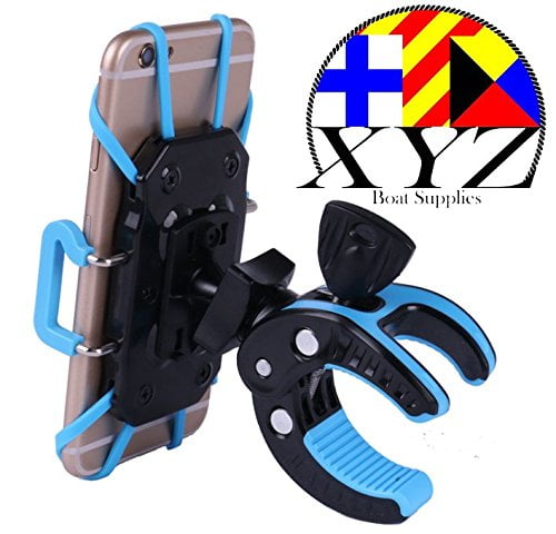XYZ Boat Supplies Cell Phone Mount/Holder for Motorcycle/Bike Handlebars/Boat, Iphone, Samsung, Smart Phone, (Blue)
