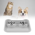 thumbnail image 1 of El Juego De Tazones Dobles Para Mascotas Previene Derrames De Acero Inoxidable Con Inclinación De 15 Grados Con Diseño Elevado Para Alimentación De Agua Y Alimentos, 1 of 7