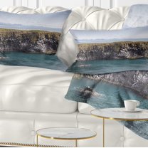 Designart Huge Rock in Coastline Panorama - Seashore Throw Pillow - 12x20