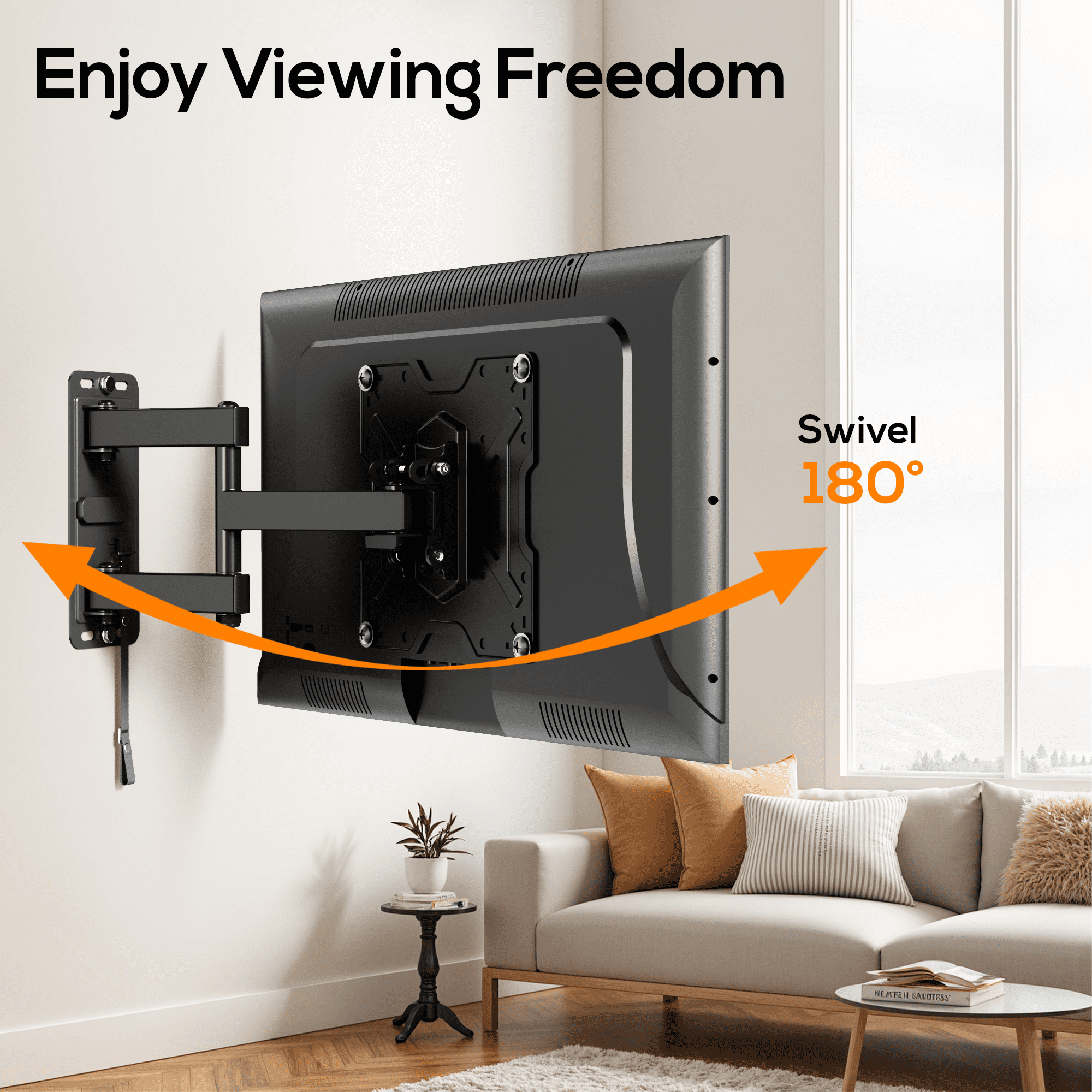 MountLiving RV TV Mount for 17-43 inch TV,  Wall Mount for Camper Trailer Home Boat Truck, Full Motion Unique One Step Lock,Max VESA 200*200mm, 44 lbs