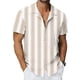 thumbnail image 5 of Ceisia Men's Vertical Stripe Short Sleeve Button Down Casual Shirt for Beach Vacation Khaki XXXXL Gifts, 5 of 7