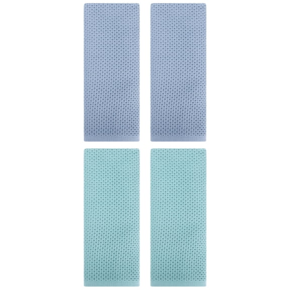 Unique Bargains 4 Pcs Cotton Hand Towel Set Light Blue/Steel Blue 13" x 30"