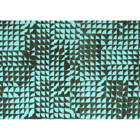 Ahgly Company Indoor Rectangle Abstract Light Blue Modern Area Rugs, 3' x 5'