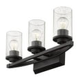 thumbnail image 2 of Golden Lighting Mercer 3-Light Vanity Light in Matte Black with Seeded Glass, 2 of 8