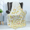 thumbnail image 4 of Daffodil Soft Flannel Fleece Blanket, Botanical Blooming Spring Field Gardening Theme with Color Splatters, Cozy Plush for Indoor and Outdoor Use, 50" x 60", Yellow Orange Pale Blue, by Ambesonne, 4 of 5