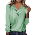 thumbnail image 2 of Black and Friday Clothing Sales Idoravan Long Sleeve Shirts for Women Winter Women's Long Sleeve Summer V Neck Sexy Casual Tops Regular Blouse Tops Green S, 2 of 5